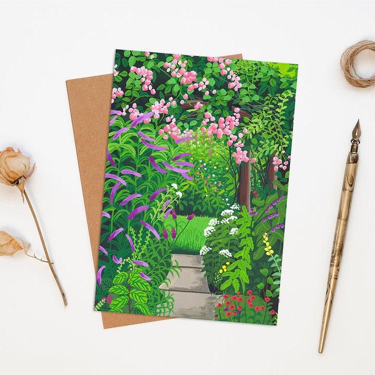 Illustrated Secret Garden Pathway Greetings Card - Secret Pathway - Uneeka